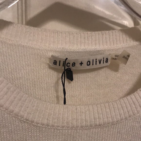 🦜🦢NWT Alice + Olivia Wade Cold Shoulder Knit Sweater Cashmere blend  XS 🦢🦜 - Picture 5 of 9